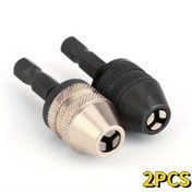 Resim 2 adet Mini Anahtarsız Chuck 0.3-3.6mm Hızlı Değiştirme Chuck ile Altıgen Sap - Metal Üç Çeneli Kendi Kendini Merkezleyen Matkap Chuck Dönüştürücü Kolay Araç Değişimleri için 