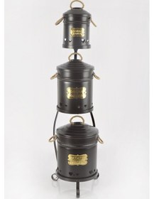 Resim Metal Standlı Siyah 3 Katlı Patates Soğan Sarımsak Kovası 1040 