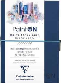 Resim Clairefontaine Paint On Beyaz Dokulu Blok A5 250G 32 Yaprak 