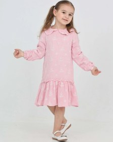 Resim Toontoy Kids Toontoy Kız Çocuk Çiçek Nakışlı Bebe Yaka Elbise Açık Pembe 