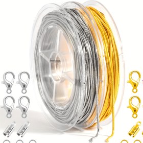 Resim 1 rulo 33 feet 1.2mm Gümüş kaplama yılan zinciri takı yapımı için 20 istakoz tokası, 50 klips ve 50 atlama halkası ile (Altın, Gümüş) 