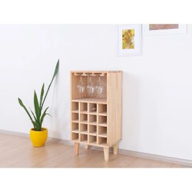 Resim mywoodteks Ahşap Şaraplık - Çok Amaçlı Bardak ve Şişe Rafı, Ayaklı Modern Şarap Dolabı 