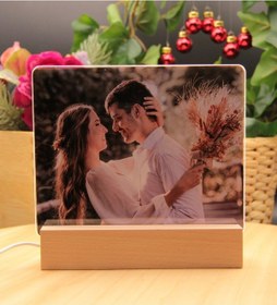 Resim Kişiye Özel Fotoğraf Eklemeli Led Gece Lambası Ahşap 