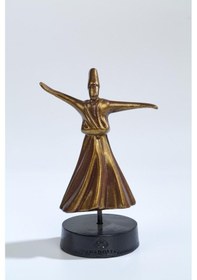 Resim Semazen Heykel Kaideli Altın Varak Bronz 