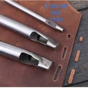 Resim BGA 2 pcs Leathercraft deri oval delik delme delgeç Zımba seti 