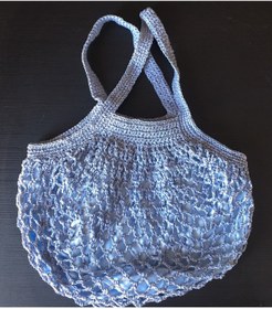 Resim boragarage Kağıt Astarlı Omuz Askılı El Örgüsü Plaj ,gündelik Omuz Çanta Handmade Mavi 22301 