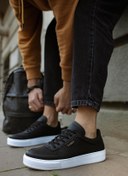 Resim KN Fashion Mp011 Bt Bağcıklı Ortopedik Yüksek/kalın Taban Erkek Sneaker Siyah 