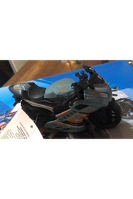 Resim Asya Oyuncak Oyuncak Sürtmeli Polis Motorsikleti 15 cm Haki Gri Model Motorsiklet 
