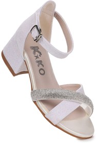 Resim KARAMAZI Tanda Kum Simli Kız Çocuk 4 Cm Topuklu Sandalet Abiye Ayakkabı 