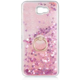 Resim Nezih Case Samsung Galaxy J7 Prime Yüzüklü Standlı (SİMLİ PULLU SIVILI AKIŞKAN) Silikon Kılıf Pembe 