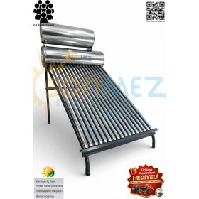 Resim Sönmez Solar KROM KILIF 18x Vakum Tüplü Güneş Enerji Sıcak Su Sistemleri (AÇIK DEVRE DOĞAL AKIŞLI) 