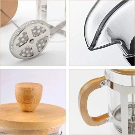 Resim Uslucan Alışveriş Ahşap Detaylı 350 ml Cam French Press 