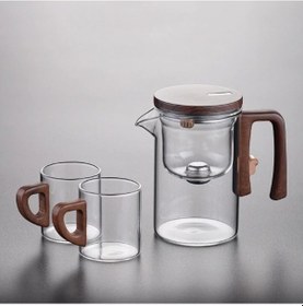 Resim Otomatik Cam Demlik Ve 2'li Bardak Seti Çok Renkli 