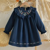 Resim Romantik Nakışlı Göğüs Detaylı Fırfır Uzun Kollu Bol Kesim Kız Elbisesi - Günlük Kullanım/Dışı Mekan/Güzellik Stili İlkbahar/Sonbahar Koleksiyonu 