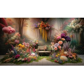 Resim Venspor Doğa ve Çiçeklerle Bezeli Bank Temalı 200 x 150 cm Duvar Örtüsü Arkaplan Fon Sanatsal ve Huzur Verici 