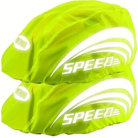 Resim Chuangyinshop 2 Adet Bisiklet Kask Kılıfı Parlak Yeşil Siyah Şerit Yansıtıcı Tasarım 