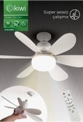 Resim Kiwi Sessiz Çalışma 6 Fan Kanat ve Işıklı Uzaktan Kumandalı Tavan Tipi Vantilatör Kfan-7681 