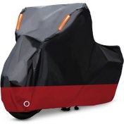 Resim Kırmızı Motosiklet Kılıfı, 210D Oxford Kumaş Evrensel Tip Rüzgar Geçirmez Tokalarla Uygun Harley-Davidson, for Honda, for Suzuki, Kawasaki, Yamaha için 