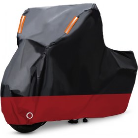 Resim Kırmızı Motosiklet Kılıfı, 210D Oxford Kumaş Evrensel Tip Rüzgar Geçirmez Tokalarla Uygun Harley-Davidson, for Honda, for Suzuki, Kawasaki, Yamaha için 