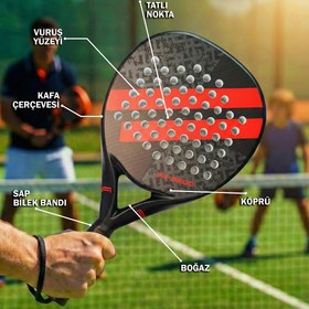 Resim Karbon Fiber Padel Raketi Kırmızı 
