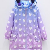 Resim [Xuanyusi Yönlendirici] Moda Baskılı Kızlar İçin Bel Kıvrımlı Kısa Ön Uzun Arka Orta Boy Ceket, Polar Astarlı, Yumuşak ve Rahat Kumaş, Güçlü Isıtma Rüzgar Geçirmez Mont 