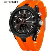 Resim Oldfriend Sanda Erkek Spor Digital Analog Kadran Çift Zaman Dilimli 5atm Suya Dayanıklı Turuncu Kol Saati Diğer 