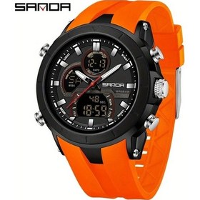 Resim Oldfriend Sanda Erkek Spor Digital Analog Kadran Çift Zaman Dilimli 5atm Suya Dayanıklı Turuncu Kol Saati Diğer 
