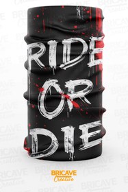 Resim Bricave Ride or Die Yazılı Kan Efektli Motosiklet Bandana Boyunluk Maske 