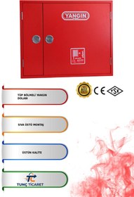 Resim TUNÇ ONLİNE TUNÇ TİCARET 1” Tek Saç Kapak 30MT Hortumlu 1MM Sıva Üstü Yangın Dolabı Tüp Bölmeli 