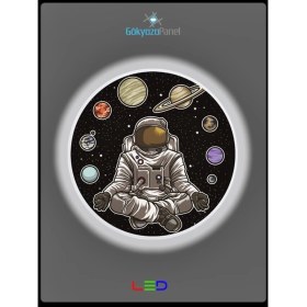 Resim Gökyüzü Panel Space-Astronot Avize-Led AVIZE-25WATT-30 cm x 30 cm ,ÇOCUK Odası Avize, Avize Modelleri, Astronot Avize 
