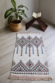 Resim Lale Desenli Astarlı Lüks Seccade S1002 Siyah Beyaz 