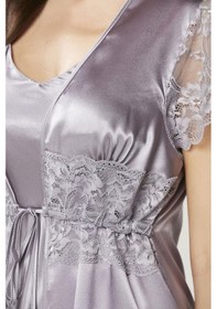 Resim Pierre Cardin Royal Saten Dantelli 3'lü Kadın Sabahlık-şort Takım 2480 Royal 