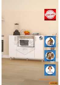 Resim Tamamı Mdf Mikrodalga Fırını Dolabı 3 Kapaklı Çok Amaçlı Mutfak D 