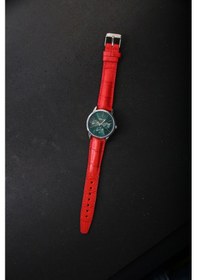 Resim Hakiki Deri 18mm Akıllı Pimli Saat Kordonu Kırmızı - Siyah 