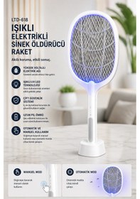 Resim Glr Ltd-618 Şarj Edilebilir Sivrisinek Raketi Sinek Öldürücü Tuzak Lamba Type-c Şarjlı Stantlı 