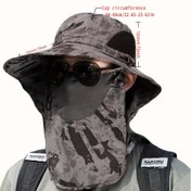 Resim 2 adet/1 adet Unisex Kamuflaj Eşarp Balıkçılık Şapkası Açık Geniş Kenarlı Mesh Kap, Nefes Alabilen Polyester Kanvas Şapka Yürüyüş, Balıkçılık ve Açık Hava Aktiviteleri için, Yaz Kampı Plaj Gece Balıkçılığı için Temel, Pilsiz 