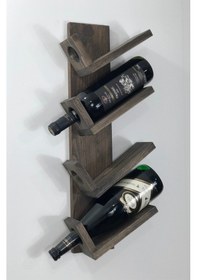 Resim Ahşap Şaraplık, Doğal Ahşap 4'lü Dekoratif Şaraplık, Ceviz 