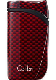 Resim Colibri Falcon Tek Torch Pürmüz Karbon Desenli Kırmızı Puro Çakmağı 