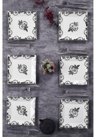 Resim Piatti Naturali 6'lı Black Rose Pasta Tabak Seti Tatlı Sunum Seti Servis 20cm 