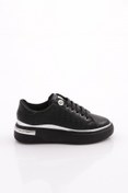 Resim Dgn Kadın Bağcıklı Şerit Detaylı Sneakers Ayakkabı Siyah Siyah Gümüş 366102682 