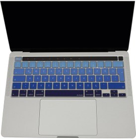 Resim Apple Uyumlu MacBook Pro 13inç M1-m2 Klavye Koruyucu Ombre Türkçe Q Touchbarlı A2338 A2289 A2251 A2141 İle Lacivert Mavi 
