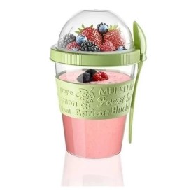 Resim K-Yonlineticaret Taken Go Kapaklı Kaşıklı Pratik Taşınabilir Meyveli Yoğurt Kabı 