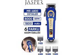 Resim Jasper JPR-4800 Mavi Profesyonel Tıraş Makinesi 6 Farklı Kesim Özelliği Saç-Sakal Kesim 