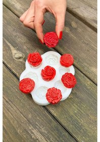 Resim Şakayık Ve Gül Yedili Silikon Mum Kalıbı 