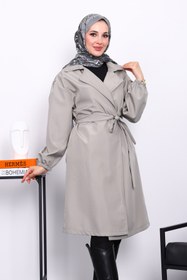 Resim İmajButik Mint Kruvaze Yaka Kuşaklı Trençkot 