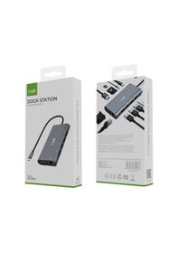 Resim Helt Ht-ot01 Usb + Hdmı + Vga + Type-c + Jack + Ethernet + Sd Kart To Type-c Dönüştürücü Gri 