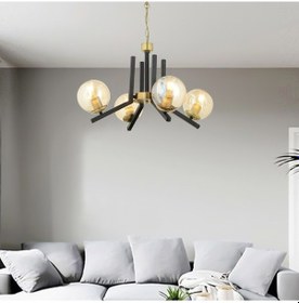 Resim Mikel 4 Lü Siyah Eskitme Modern Yatak Odası Mutfak Oturma Odası Retro Salon Avize 