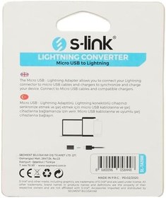Resim S-link SL-TA20M Gümüş Metal Gövde MicroUSB 5pin F to Lightning M Çevirici 