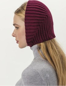 Resim Şal Desenli Örgü Sıcak Başlık Yün 281324828 Bordo 