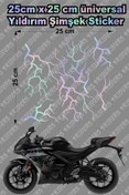 Resim TRİDERS Şimşek Yıldırım Sticker 25x25cm Folyo Kesim Evrensel Üniversal Desen Kaplama 